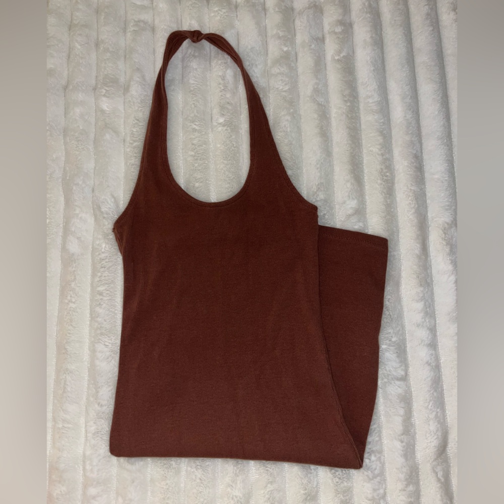 Cotton on halter body con ribbed dress